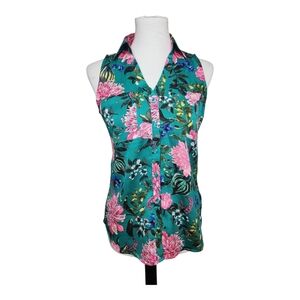 Express Portofino Floral Sleeveless Button-Down Top XS